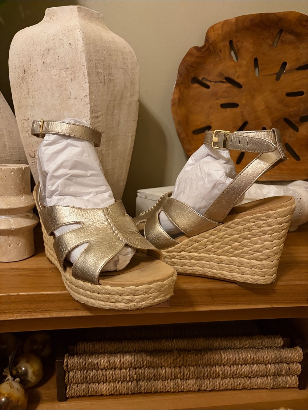 Ugg Gold Metallic Wedge Espadrille Sandals View 3